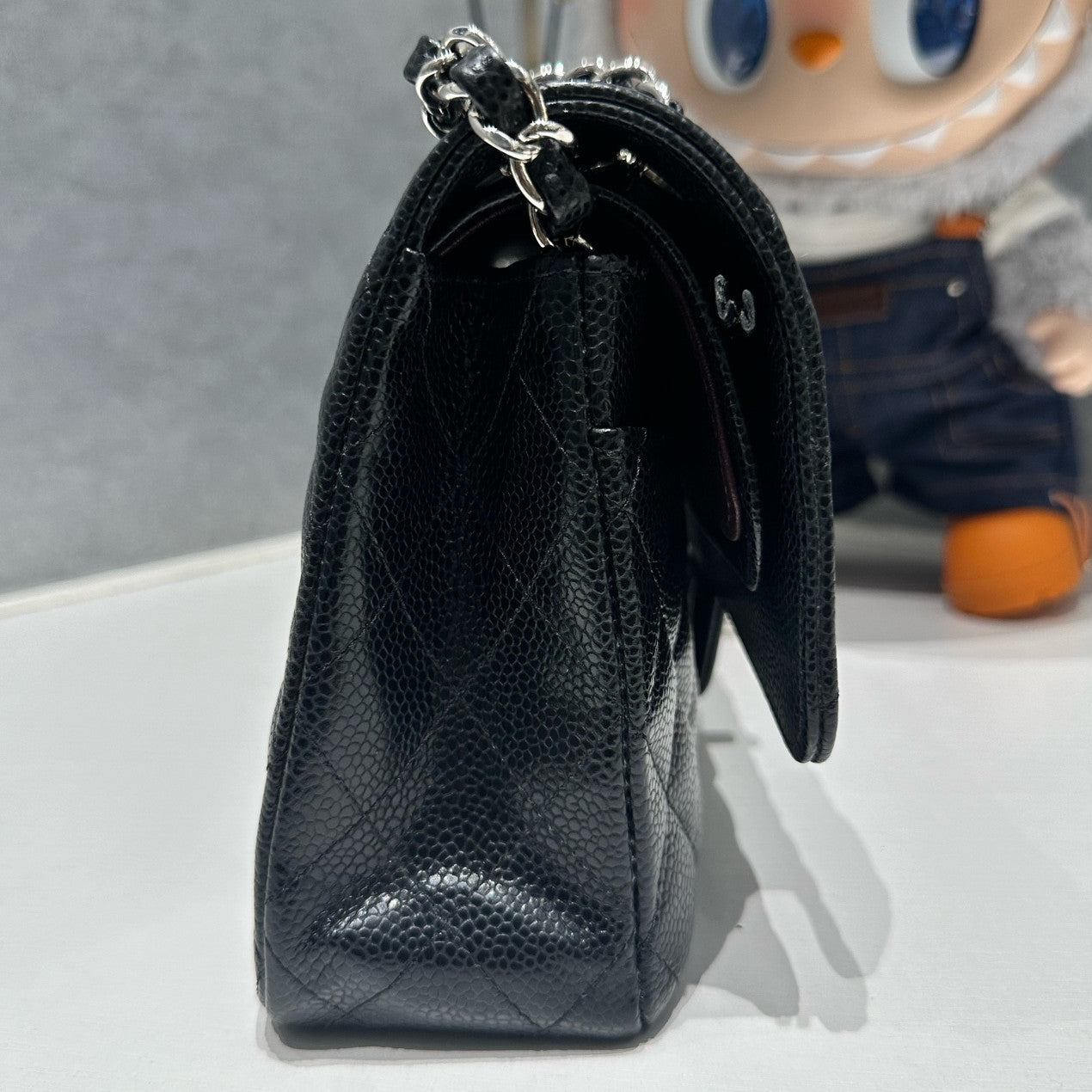 Chanel Black Silver CF Medium Quilted Chain Shoulder Bag Classic Fashion