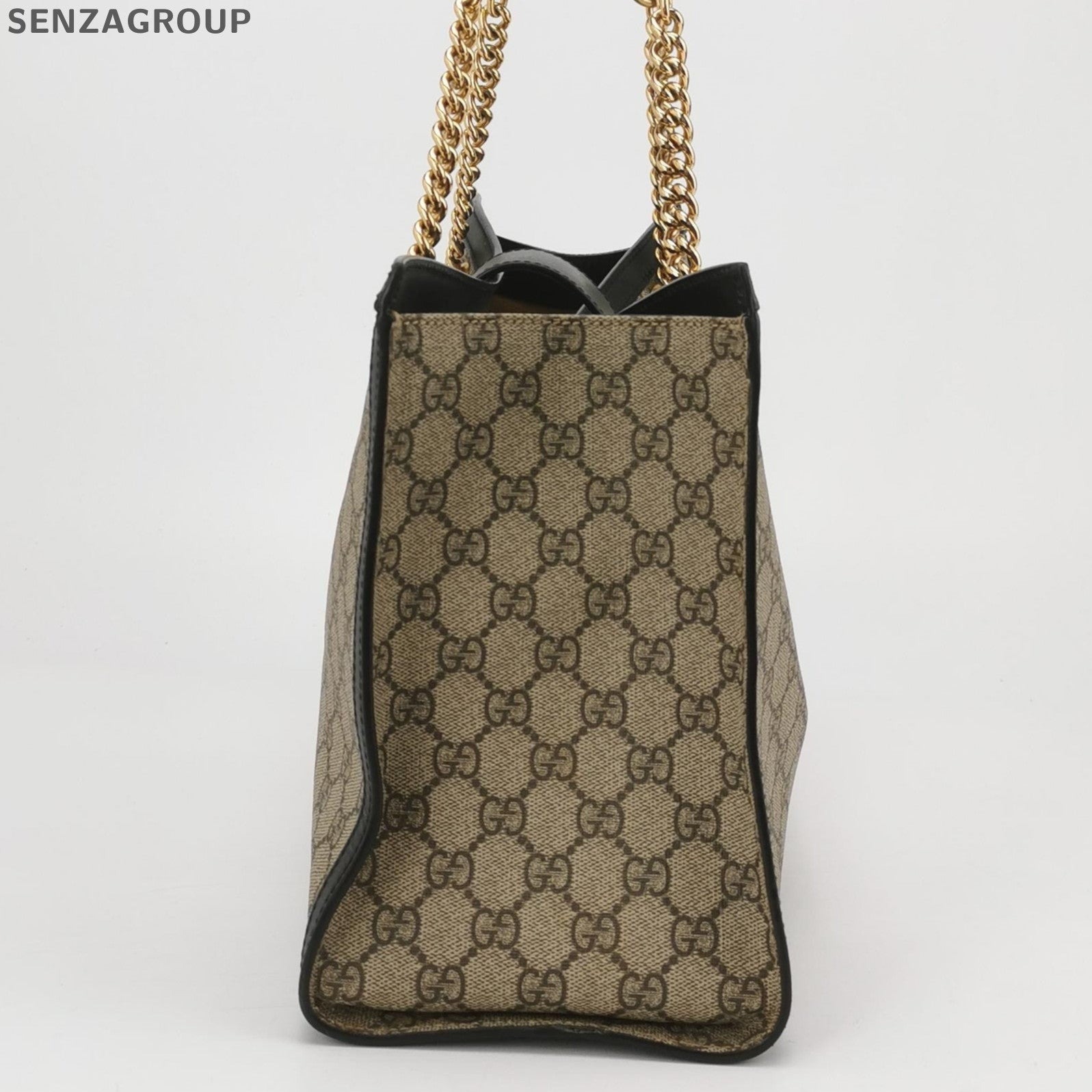 Gucci GG Supreme Canvas Chain Shoulder Bag Brown & Black Women's Classic