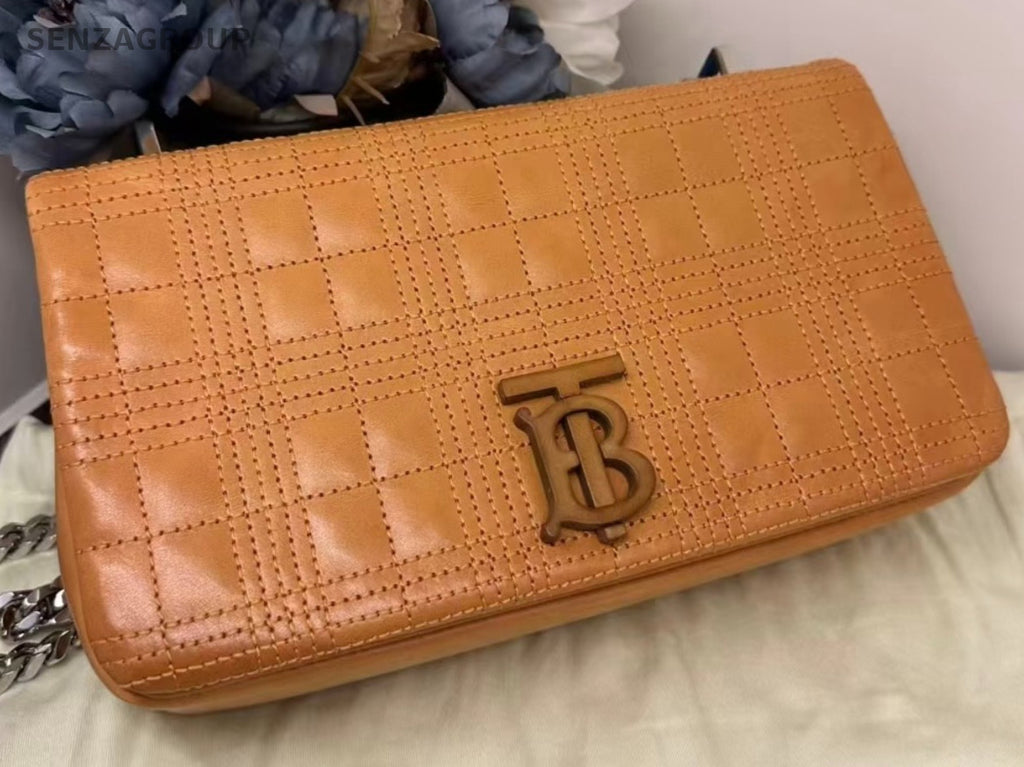 Burberry Lola vintage waxed leather Shoulder Crossbody Bag Dark Yellow Women