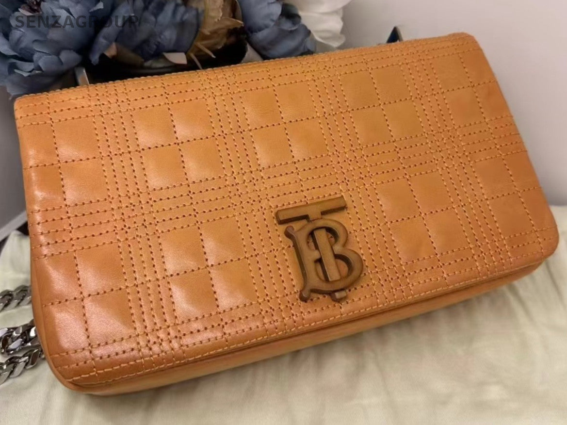 Burberry Lola vintage waxed leather Shoulder Crossbody Bag Dark Yellow Women