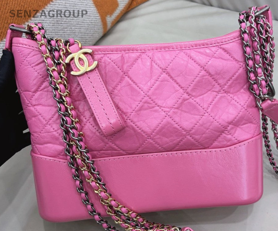 Chanel Gabrielle MM Chain Shoulder Bag Pink Gold Used Women Classic