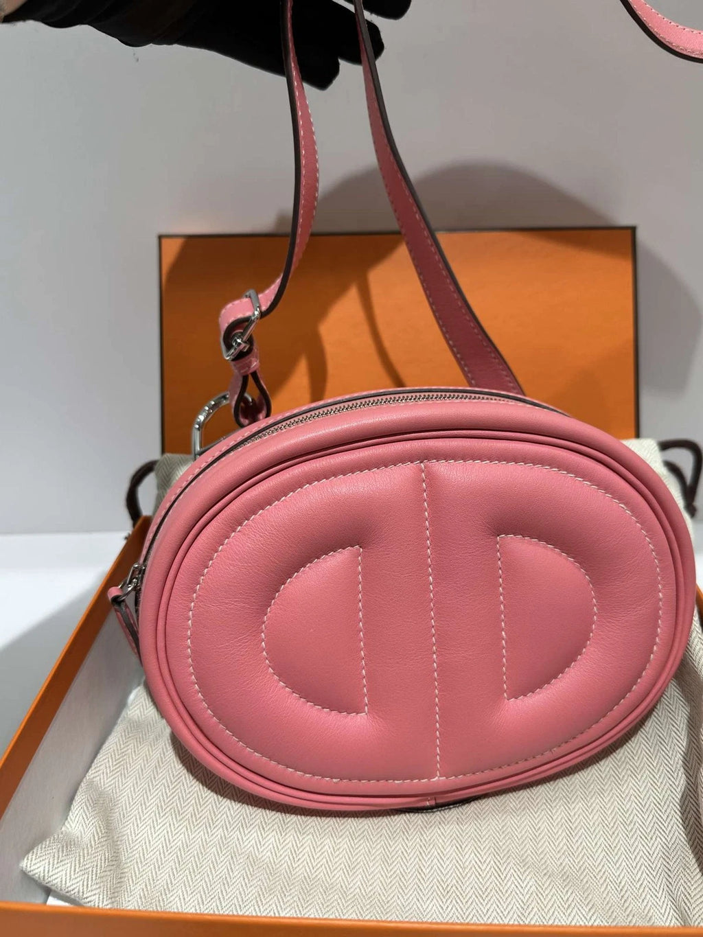 Hermes In The Loop Pink Leather Waist Bag For Women
