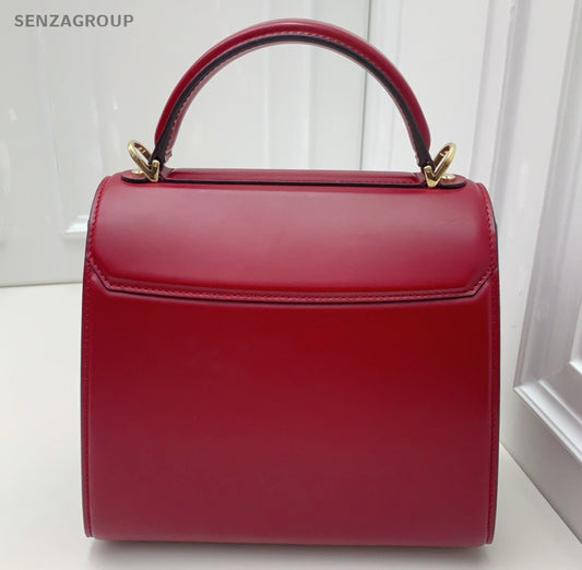 Salvatore Ferragamo Boxyz 2Way Top Handle Bag Crossbody Red Gold Women Classic