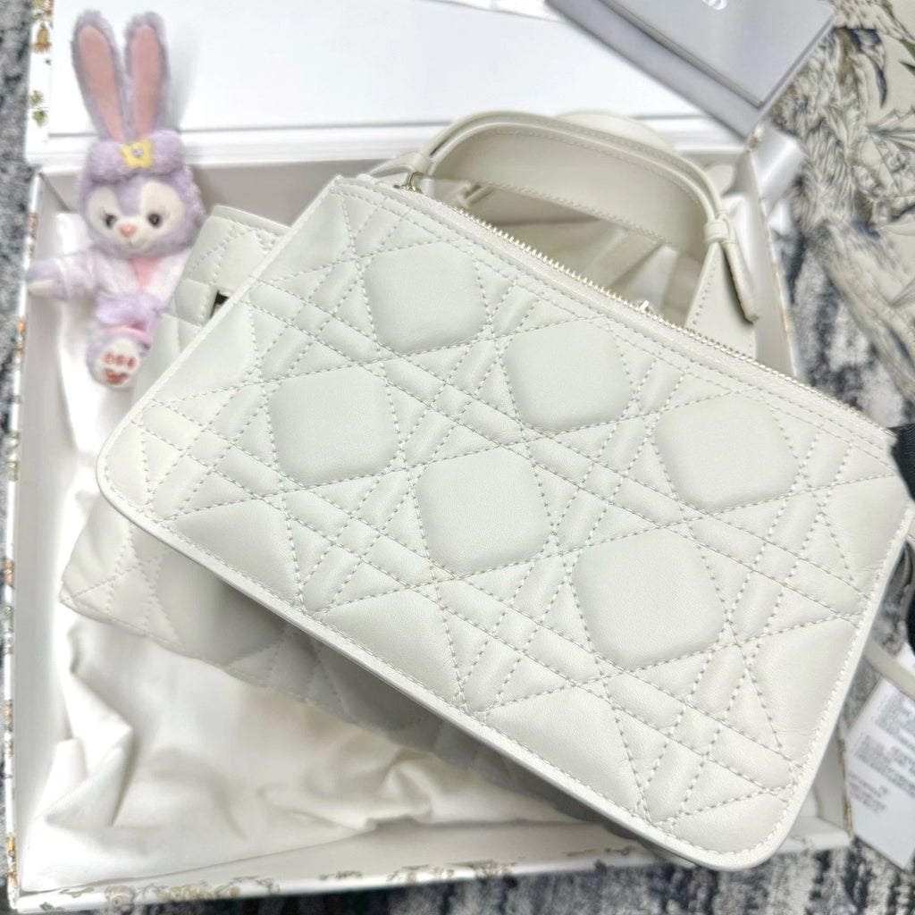 Dior Toujours Small Horizontal White Gold Leather Shoulder Bag For Women