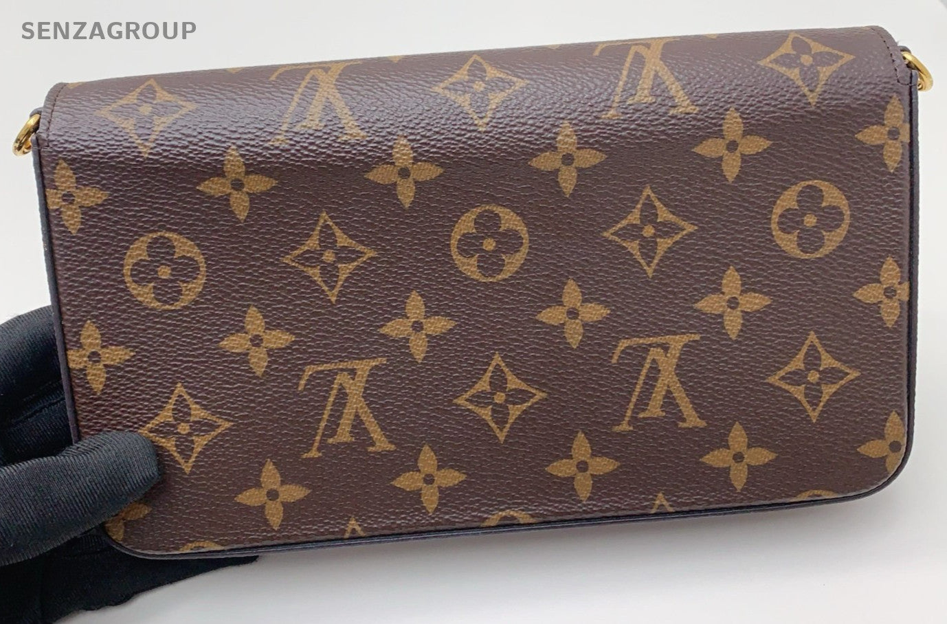 Louis Vuitton Monogram Chain Shoulder Bag Clutch Brown Gold Women Classic