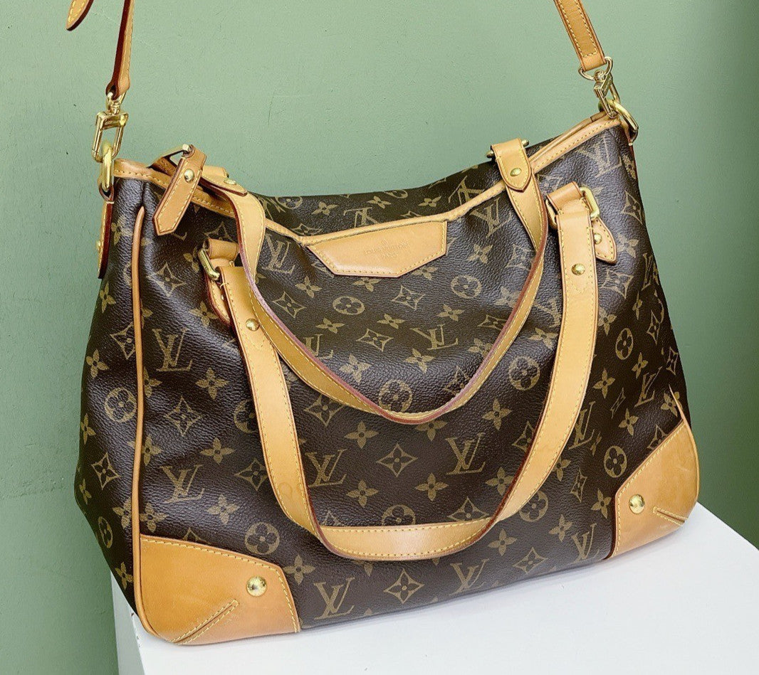 Louis Vuitton Monogram Tote Shoulder Bag Brown Gold Used Women Classic