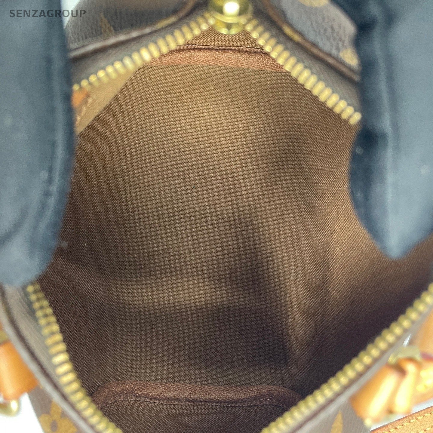 Louis Vuitton Speedy Nano Monogram Top Handle Bag Crossbody Brown Gold Women