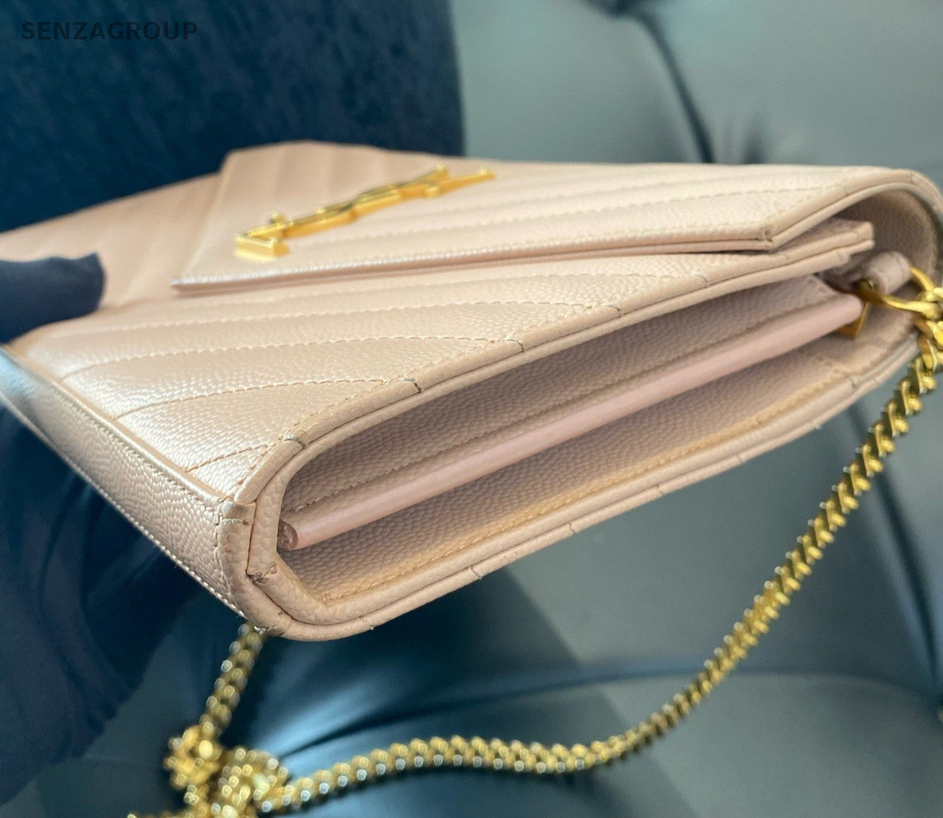 Saint Laurent Envelope Chain MM Calfskin Crossbody Pink Women Classic Fashion