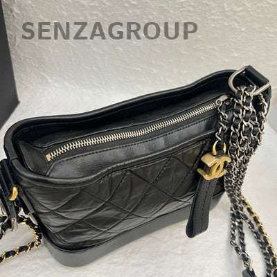 Chanel Gabrielle Hobo Bag Black Gold Small Chevron Chain Shoulder Bag