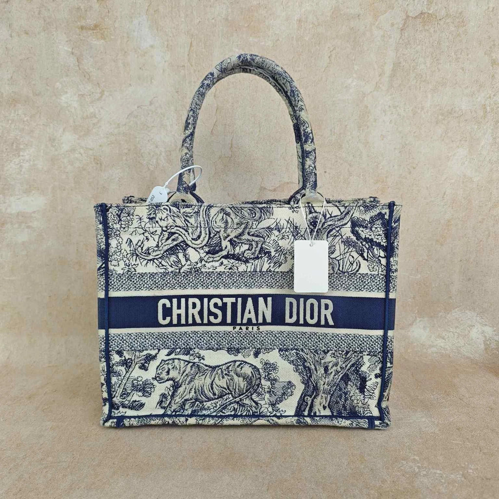 Dior Embroidered Canvas Medium Book Tote Handbag For Women