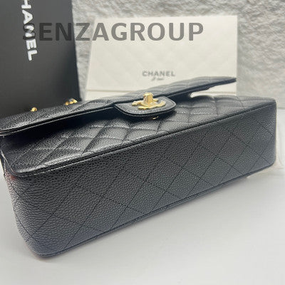 Chanel Black Caviar Classic Flap Medium Chain Shoulder Bag Women