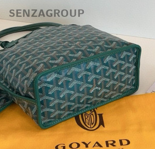 Goyard Anjou Mini Tote Top Handle Bag Shoulder Bag Green Silver Women Classic
