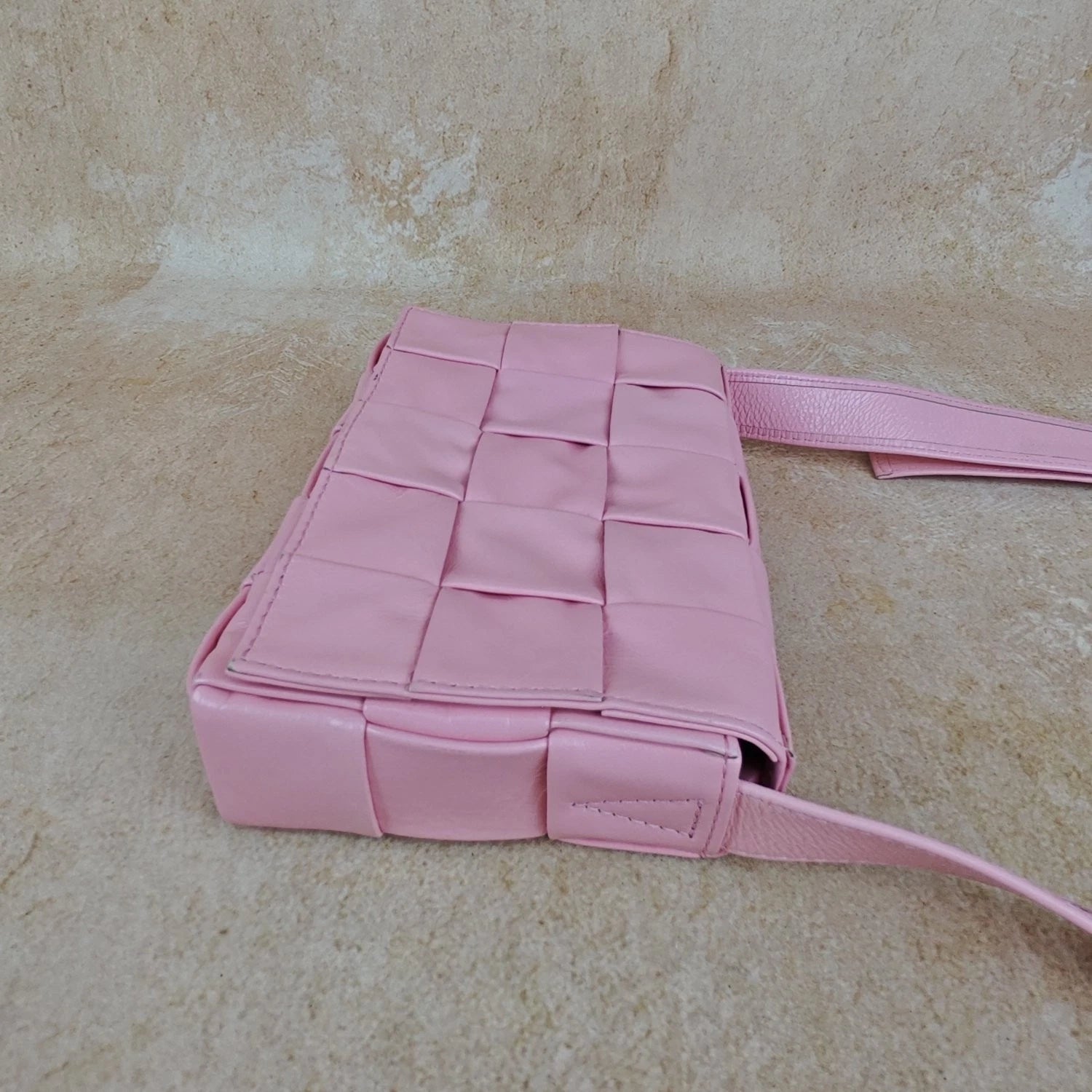 Bottega Veneta Pink Woven Leather Shoulder Crossbody Bag For Women