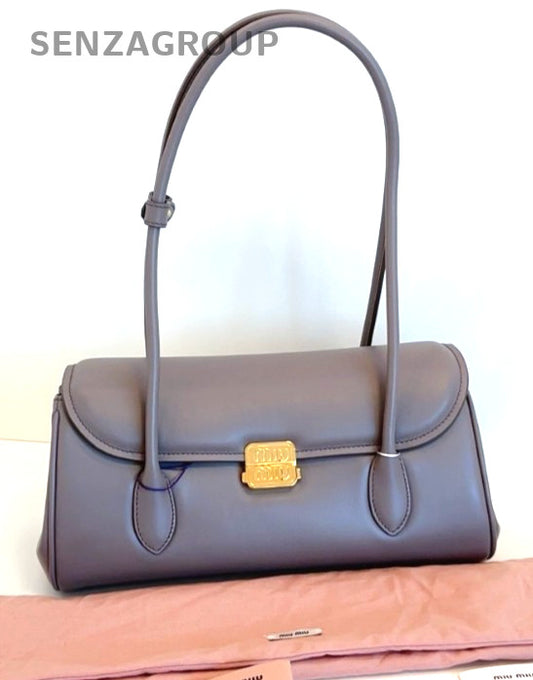 Miumiu Hobo Elephant Gray Top Handle Shoulder Handbag Women Brand NEW