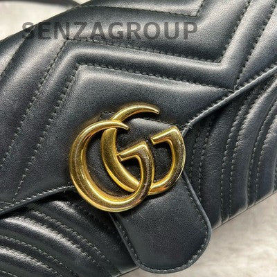 Gucci Marmont 22 Mini Black Gold Chain Shoulder Crossbody Bag Classic