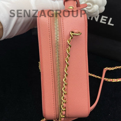 Chanel Pink Quilted Camera Bag Gold Hardware Chain Strap Shoulder Bag