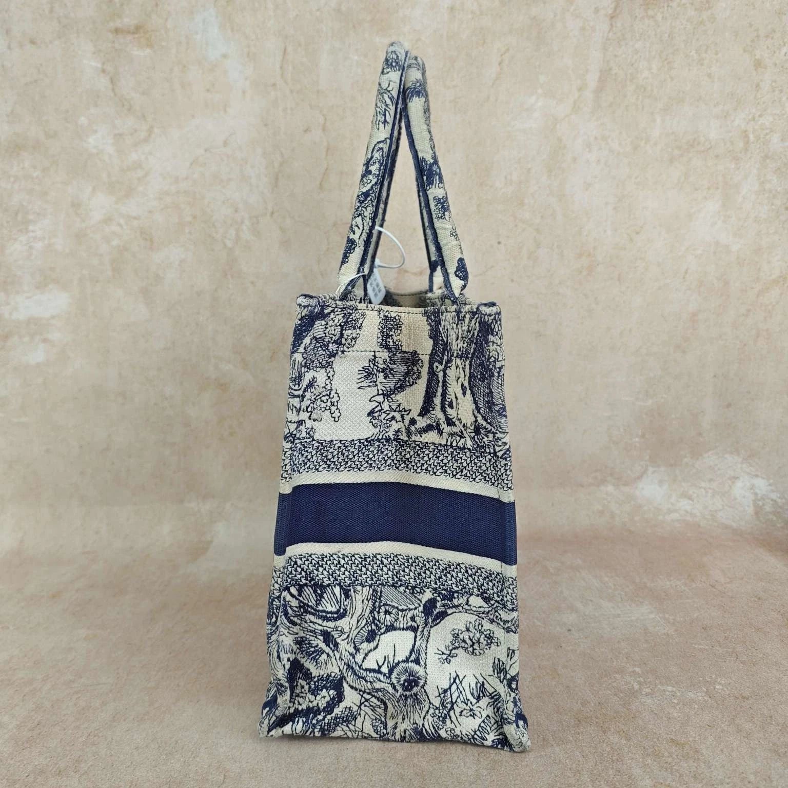 Dior Embroidered Canvas Medium Book Tote Handbag For Women