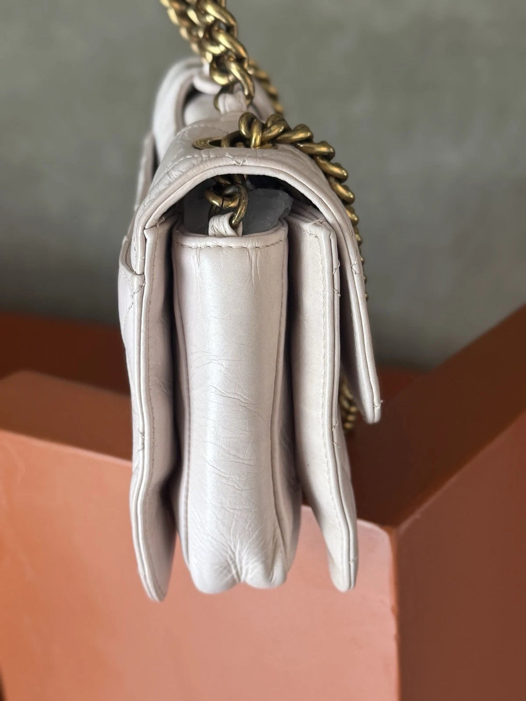 Chanel Bombay MM Chain Top Handle Shoulder Bag Lilac Gold Women Classic