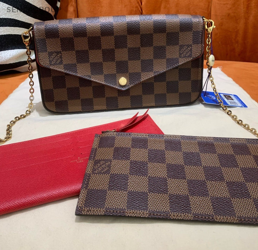 Louis Vuitton Trio Messenger Damier Ebene Shoulder Crossbody Bag Brown Women