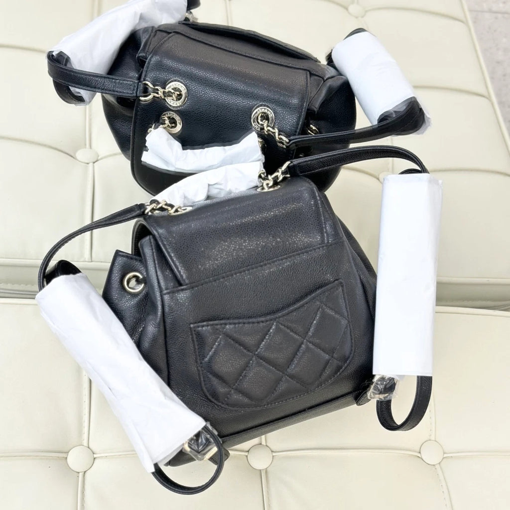 Chanel Affinity PM Calfskin Backpack Black Gold Hardware Women Classic S