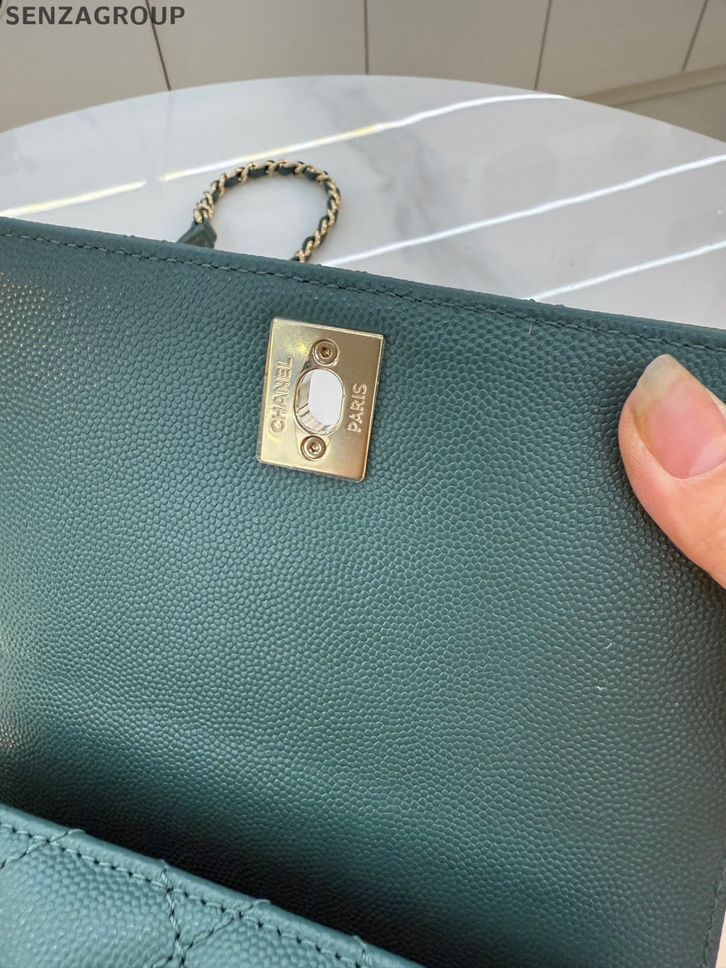 Chanel Coco Handle Mini Green Gold Chain Crossbody Bag Women's Fashion