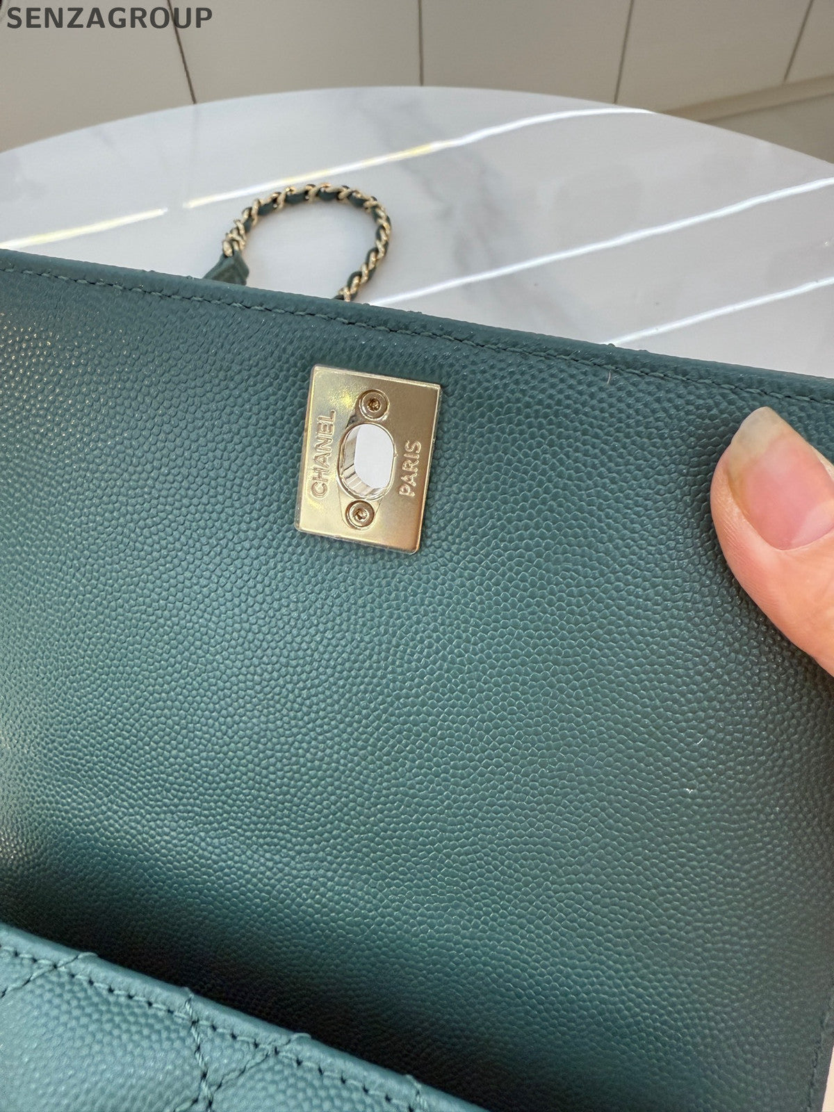 Chanel Coco Handle Mini Green Gold Chain Crossbody Bag Women's Fashion