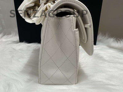 Chanel Classic Flap Small Quilted Bag Silver Chain Shoulder Crossbody