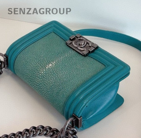 Chanel Leboy PM Chain Shoulder Bag Green Silver Women Classic Designer Fashion