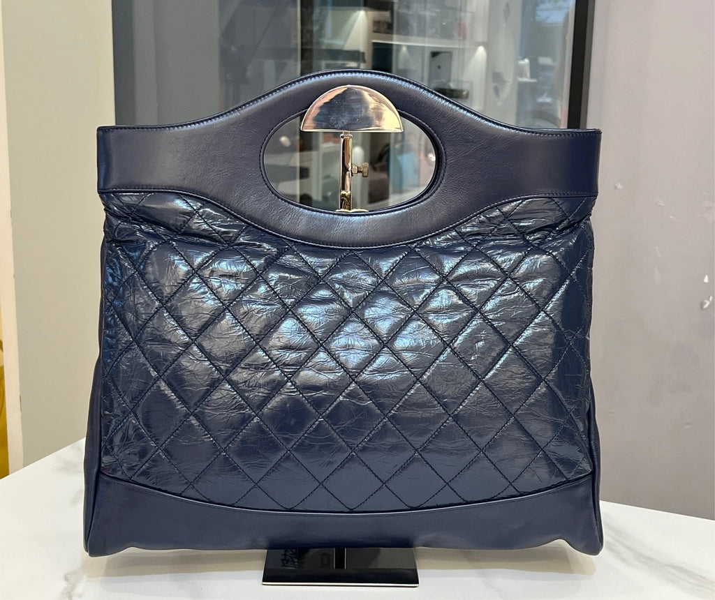 CHANEL 31Bag Large Navy Shoulder Bag For Women