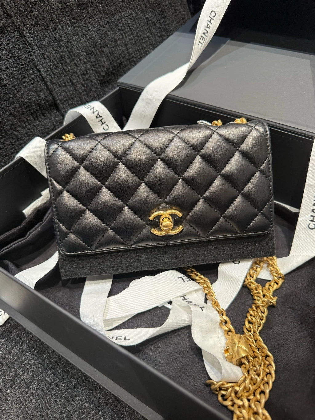 New CHANEL Gold Pillar Adjustable WOC Crossbody Bag For Women