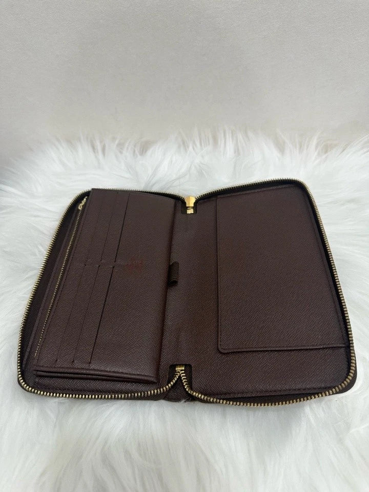 Pre-owned Louis Vuitton Damier Canvas Calfskin Wallet Women