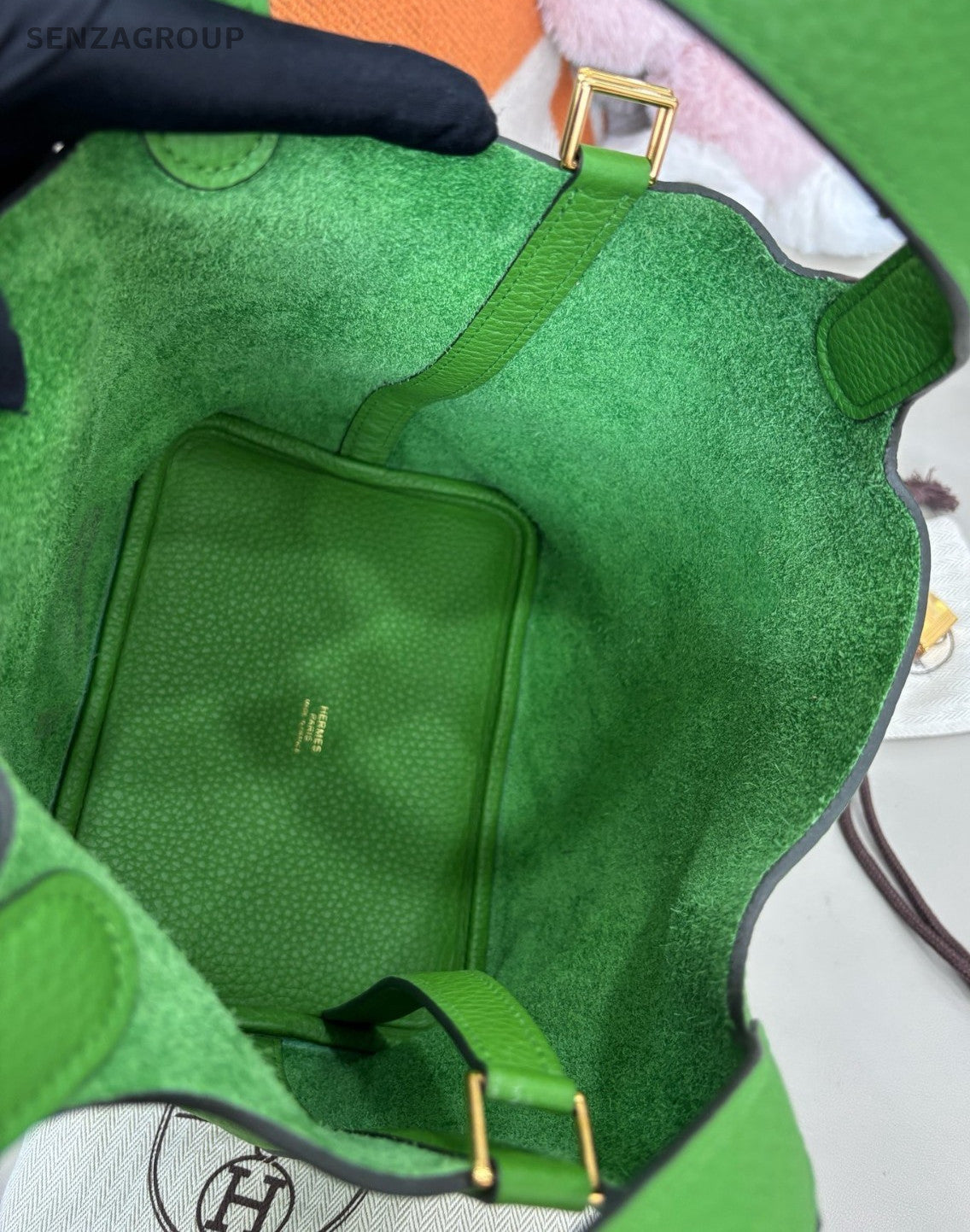 Hermes Picotin18 Top Handle Bag Green Gold Used Women Classic Fashion