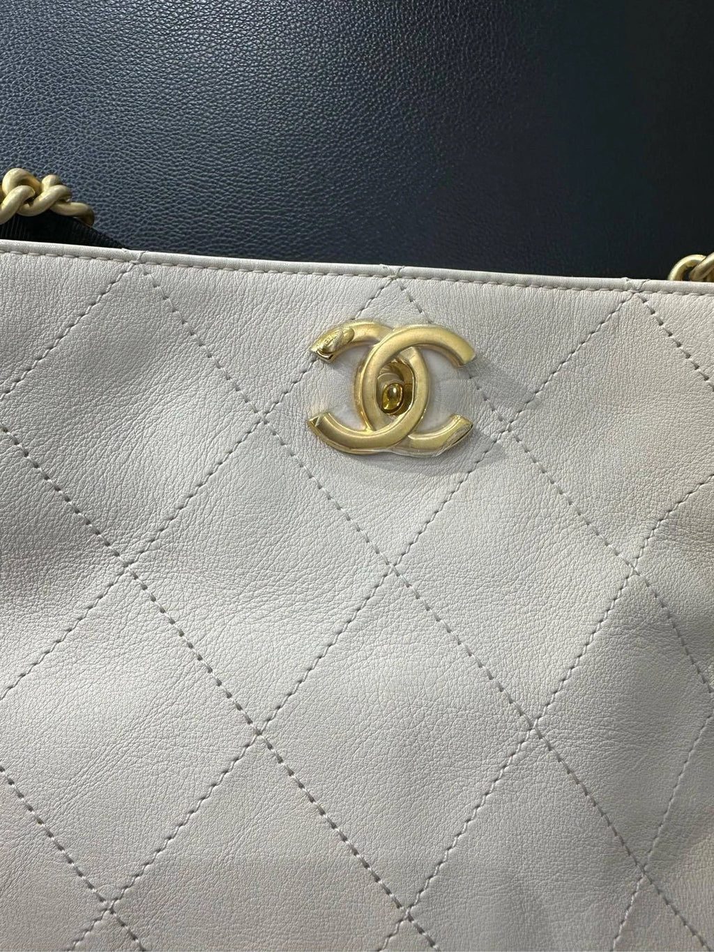 Authentic CHANEL Canvas Emblem Hobo Shoulder Bag Beige For Women