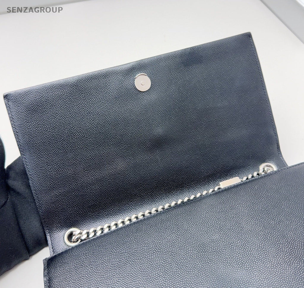 Saint Laurent Kate Chain Crossbody Shoulder Bag Black Silver Women Classic