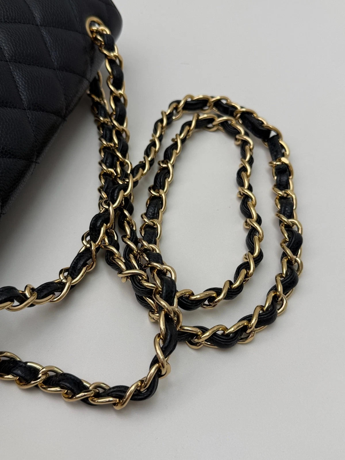 Chanel Classic Flap Jumbo Calfskin Chain Black Shoulder Bag Crossbody GHW