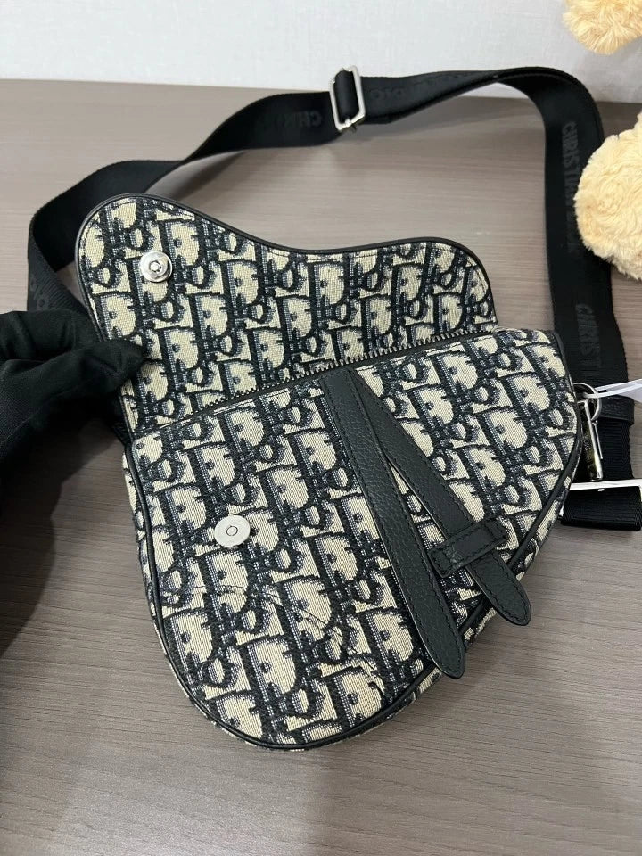 Dior Monogram Canvas Small Saddle Crossbody Bag For Unisex