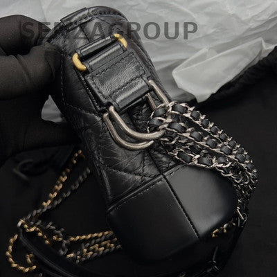 Chanel Gabrielle Hobo Small Calfskin Black Gold Chain Shoulder Bag