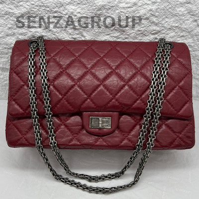 Chanel Vintage Calfskin Red Silver Medium Single Shoulder Chain Bag Quilted