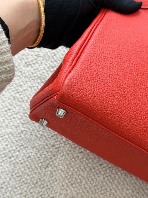 Hermes Kelly28 Togo Top Handle Bag Crossbody Pink Silver Classic Women