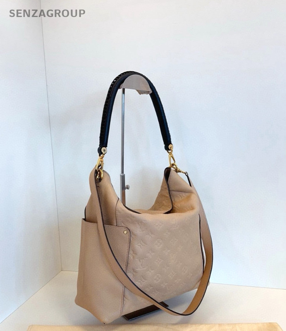 Louis Vuitton All-Leather Embossed Melie Hobo Bag Shoulder Bag Women Light Brown