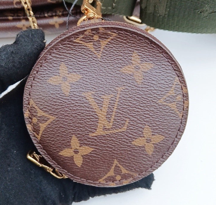 Louis Vuitton Monogram Chain Shoulder Bag Brown Gold Used Women Classic