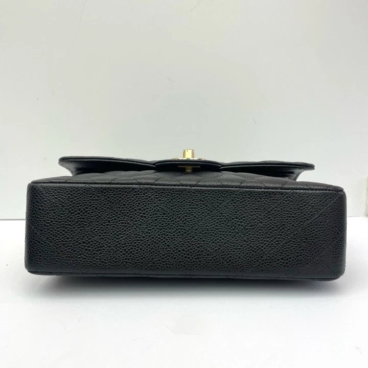 CHANEL Small Double Flap Black Caviar Leather Shoulder Bag For Women
