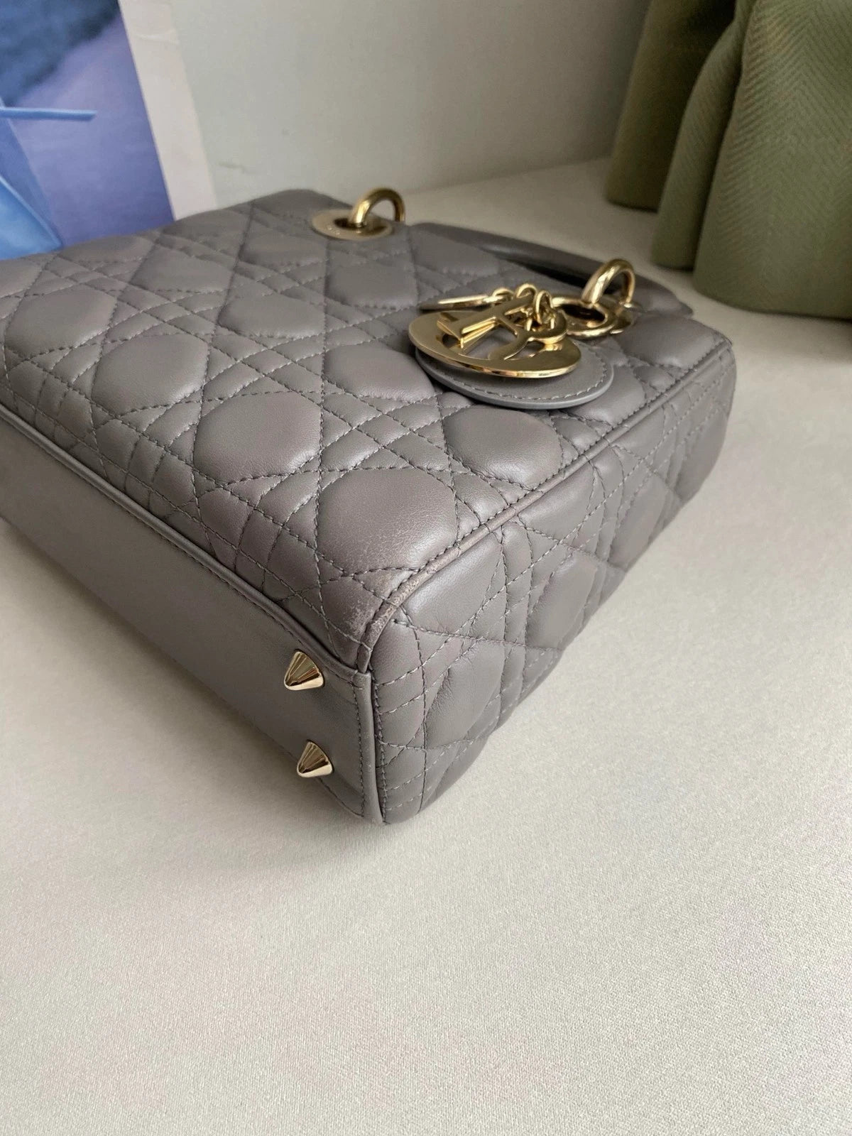 Dior Lady Dior Gray Shoulder Bag Crossbody Excellent