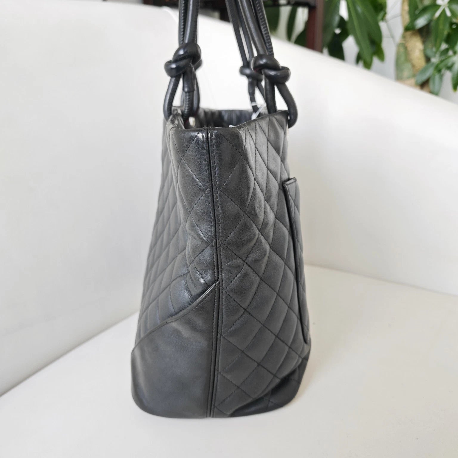 CHANEL So Black Leather Large Bucket Tote Bag For Women