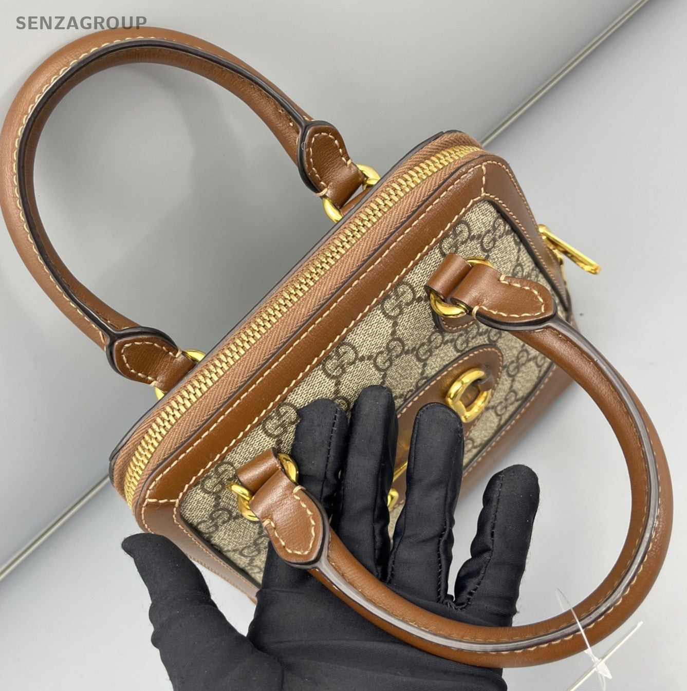 Gucci Horsebit1955 Mini Ophidia Top Handle Bag Crossbody Brown Women Classic