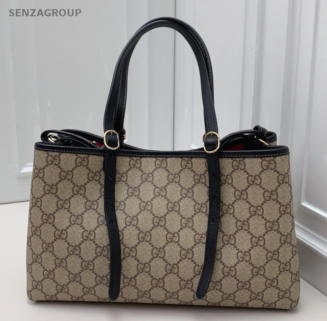 Gucci Ophidia 2Way Top Handle Bag Shoulder Bag Beige Black Gold Women Classic