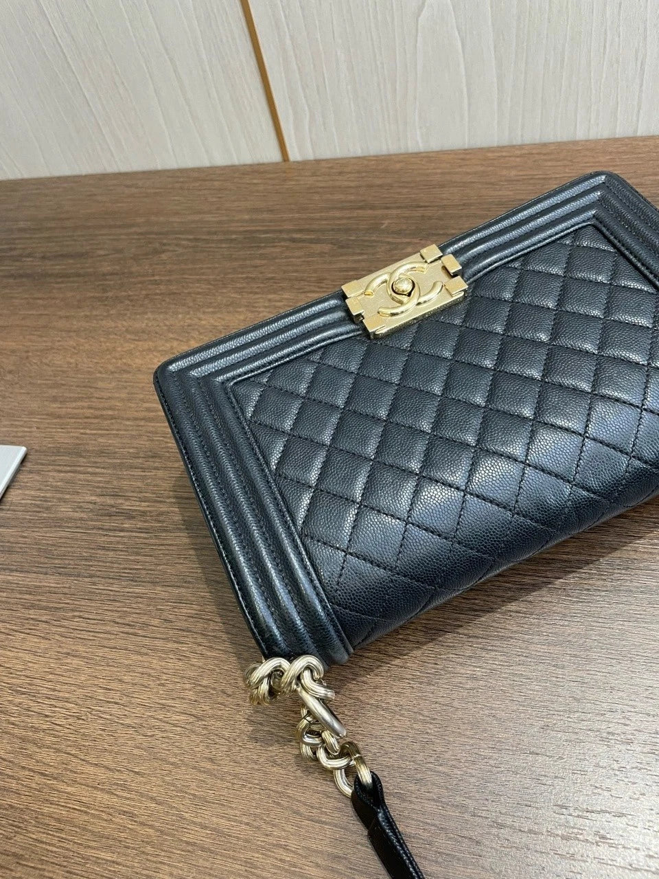 SJ0001 Chanel cavier leather leboy gold hardware