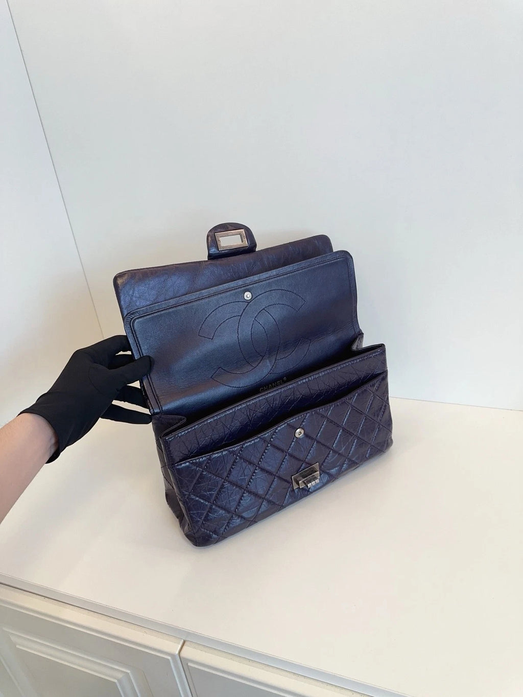 Chanel Classic 2.55 Double Flap Shoulder Bag Crossbody Bag Dark Purple