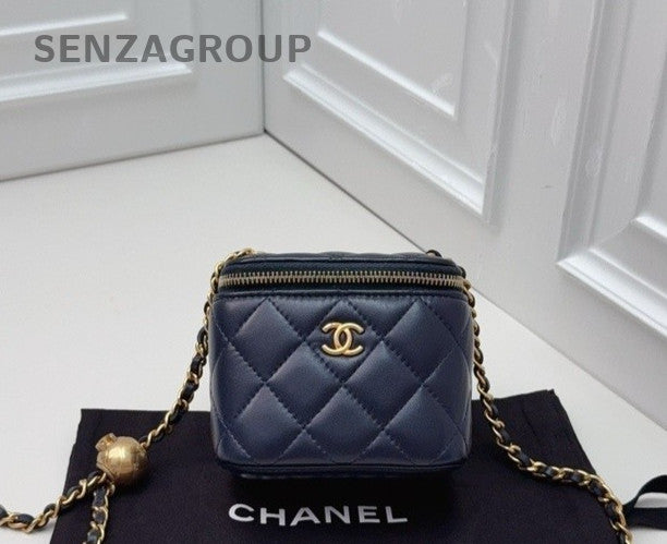 Chanel Vanity box mini 2ways Crossbody Shoulder Bag Women Blue