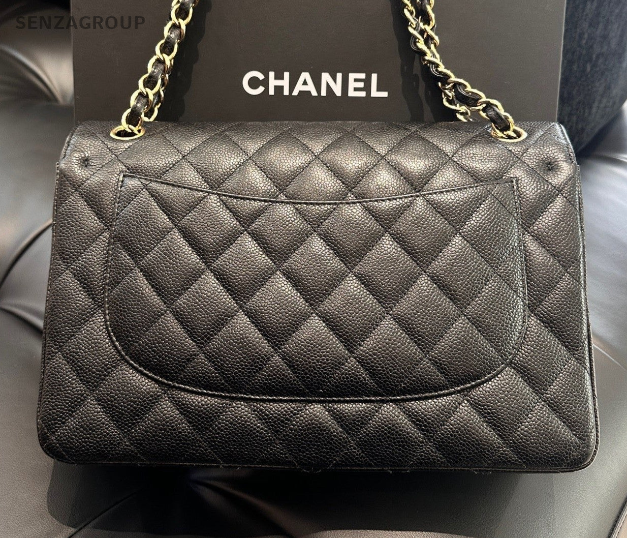 Chanel Classic Flap Jumbo GM Calfskin Chain Shoulder Bag Crossbody Women Fashion